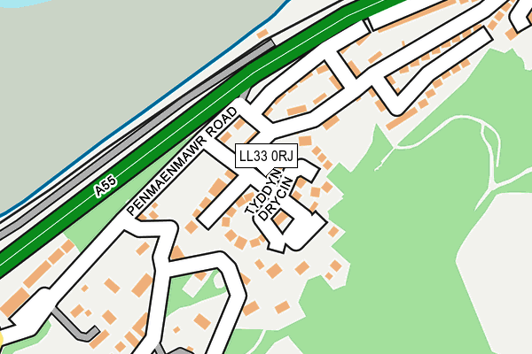 LL33 0RJ map - OS OpenMap – Local (Ordnance Survey)