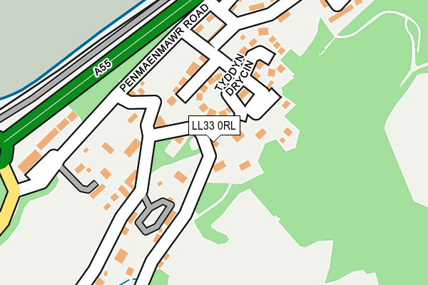 LL33 0RL map - OS OpenMap – Local (Ordnance Survey)