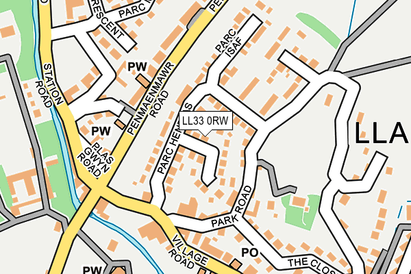 LL33 0RW map - OS OpenMap – Local (Ordnance Survey)