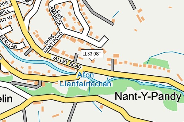 LL33 0ST map - OS OpenMap – Local (Ordnance Survey)