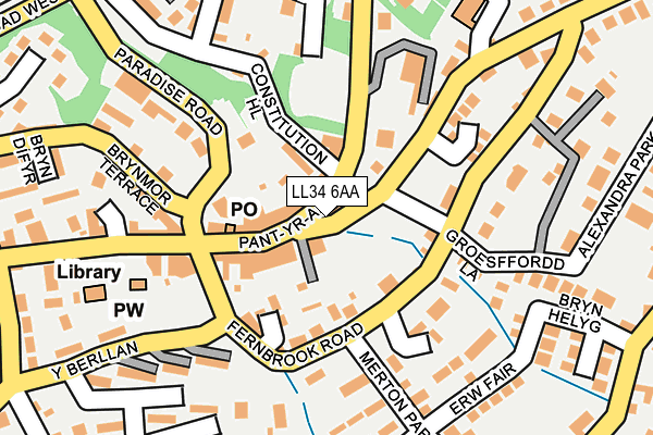 LL34 6AA map - OS OpenMap – Local (Ordnance Survey)