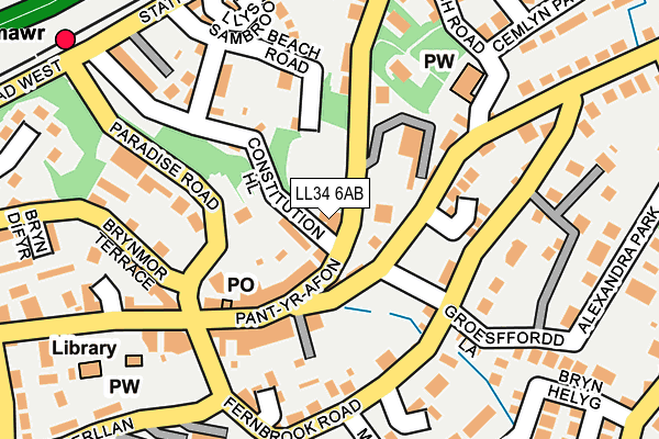 LL34 6AB map - OS OpenMap – Local (Ordnance Survey)