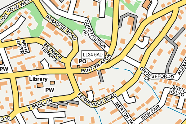 LL34 6AD map - OS OpenMap – Local (Ordnance Survey)