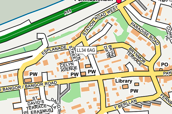 LL34 6AG map - OS OpenMap – Local (Ordnance Survey)