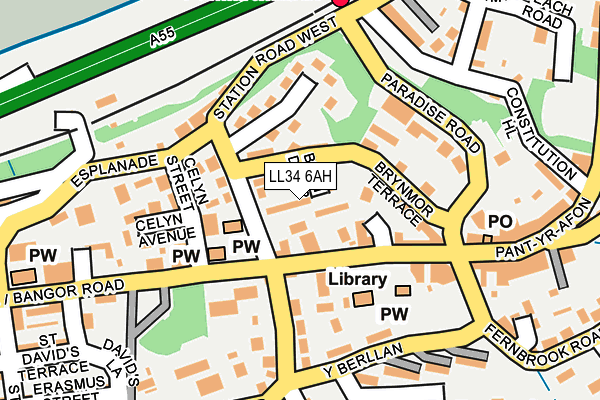 LL34 6AH map - OS OpenMap – Local (Ordnance Survey)