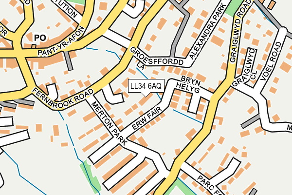 LL34 6AQ map - OS OpenMap – Local (Ordnance Survey)