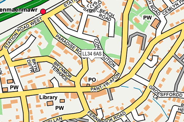 LL34 6AS map - OS OpenMap – Local (Ordnance Survey)