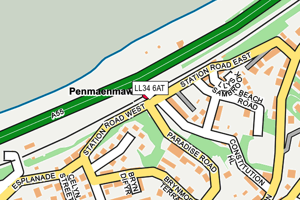 LL34 6AT map - OS OpenMap – Local (Ordnance Survey)