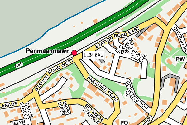 LL34 6AU map - OS OpenMap – Local (Ordnance Survey)