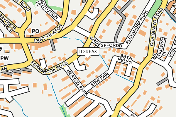 LL34 6AX map - OS OpenMap – Local (Ordnance Survey)