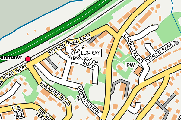 LL34 6AY map - OS OpenMap – Local (Ordnance Survey)