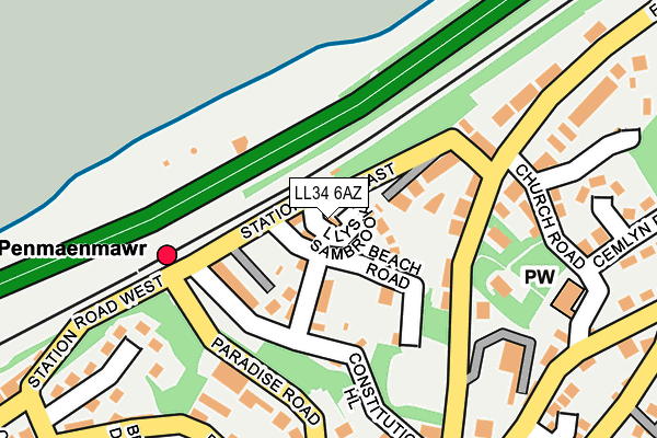 LL34 6AZ map - OS OpenMap – Local (Ordnance Survey)