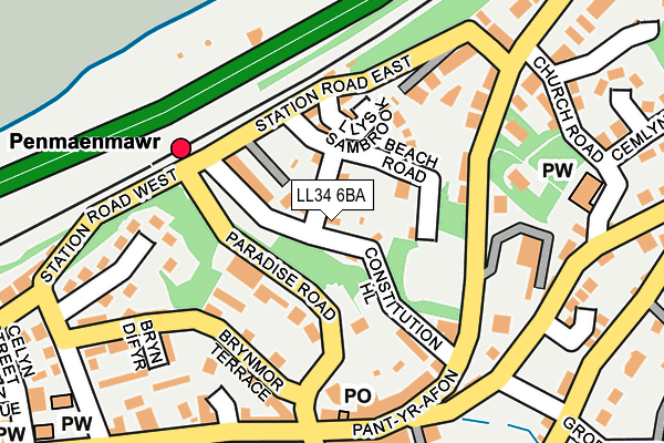 LL34 6BA map - OS OpenMap – Local (Ordnance Survey)
