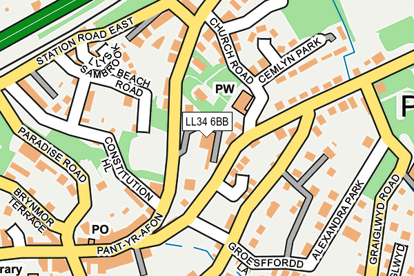 LL34 6BB map - OS OpenMap – Local (Ordnance Survey)