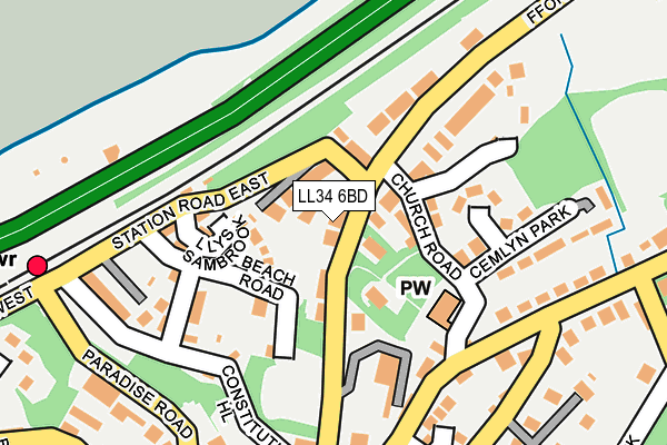 LL34 6BD map - OS OpenMap – Local (Ordnance Survey)