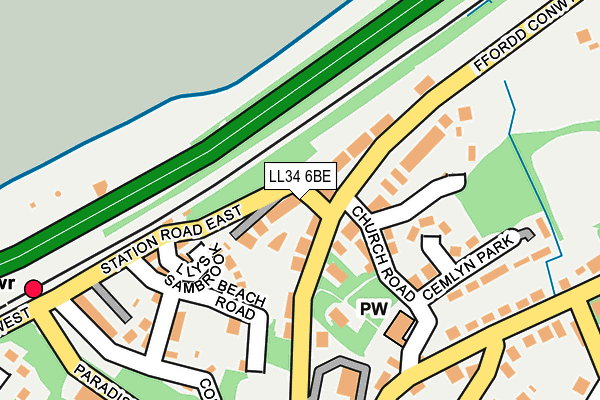 LL34 6BE map - OS OpenMap – Local (Ordnance Survey)