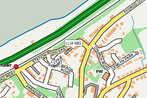 LL34 6BG map - OS OpenMap – Local (Ordnance Survey)