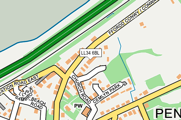 LL34 6BL map - OS OpenMap – Local (Ordnance Survey)