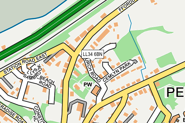 LL34 6BN map - OS OpenMap – Local (Ordnance Survey)