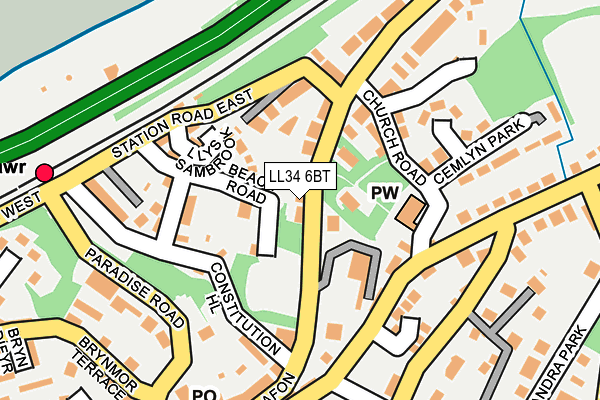 LL34 6BT map - OS OpenMap – Local (Ordnance Survey)