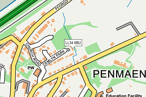 LL34 6BU map - OS OpenMap – Local (Ordnance Survey)