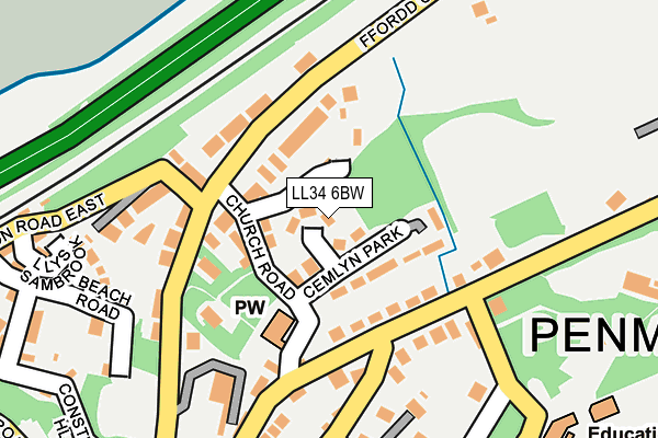LL34 6BW map - OS OpenMap – Local (Ordnance Survey)
