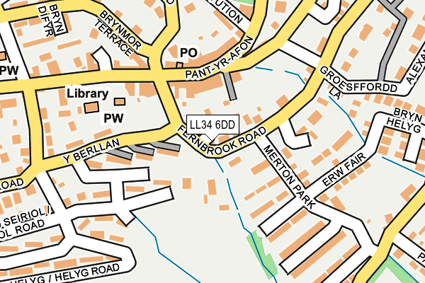 LL34 6DD map - OS OpenMap – Local (Ordnance Survey)