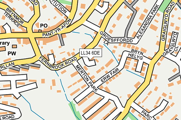 LL34 6DE map - OS OpenMap – Local (Ordnance Survey)