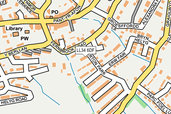 LL34 6DF map - OS OpenMap – Local (Ordnance Survey)