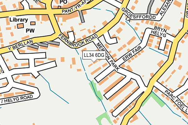 LL34 6DG map - OS OpenMap – Local (Ordnance Survey)