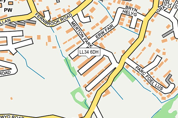 LL34 6DH map - OS OpenMap – Local (Ordnance Survey)