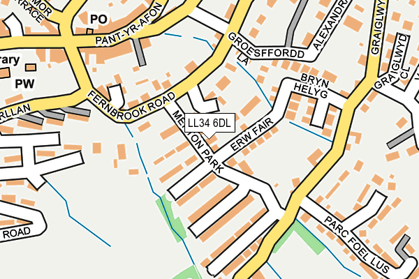 LL34 6DL map - OS OpenMap – Local (Ordnance Survey)
