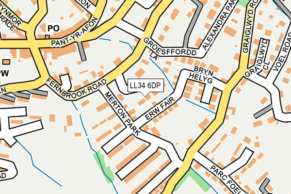 LL34 6DP map - OS OpenMap – Local (Ordnance Survey)