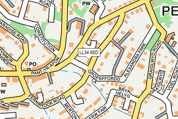 LL34 6ED map - OS OpenMap – Local (Ordnance Survey)