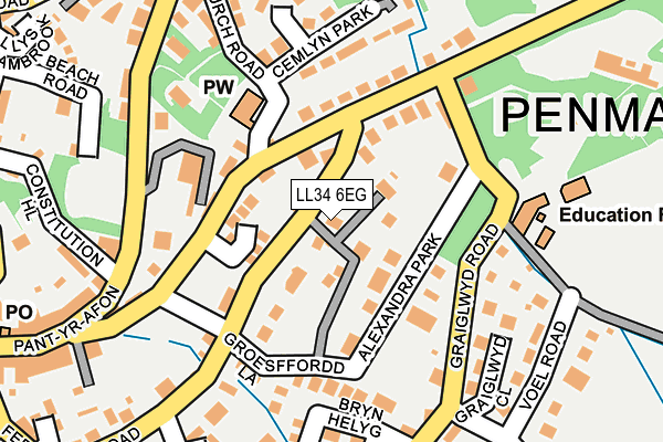 LL34 6EG map - OS OpenMap – Local (Ordnance Survey)
