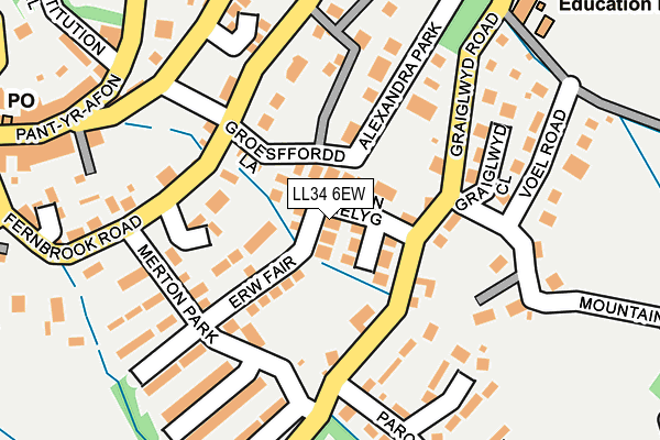 LL34 6EW map - OS OpenMap – Local (Ordnance Survey)