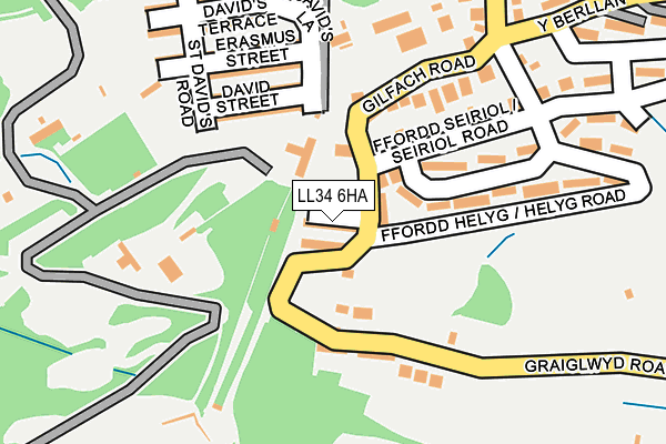 LL34 6HA map - OS OpenMap – Local (Ordnance Survey)