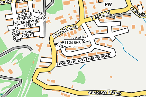 LL34 6HB map - OS OpenMap – Local (Ordnance Survey)