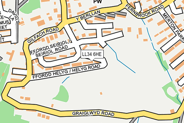 LL34 6HE map - OS OpenMap – Local (Ordnance Survey)