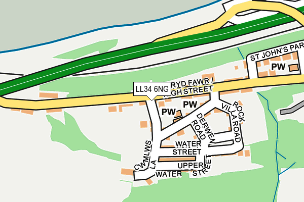 LL34 6NG map - OS OpenMap – Local (Ordnance Survey)