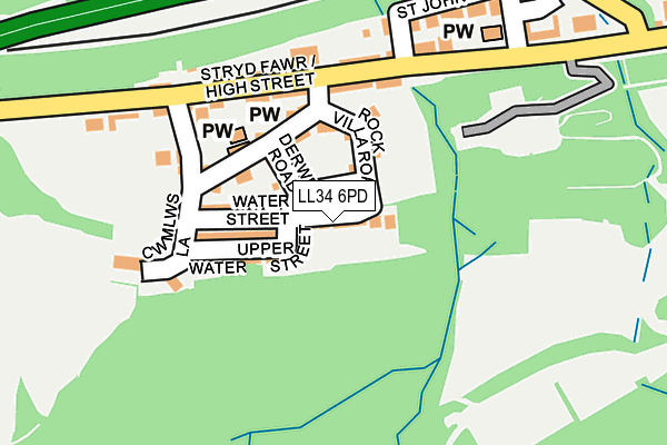 LL34 6PD map - OS OpenMap – Local (Ordnance Survey)