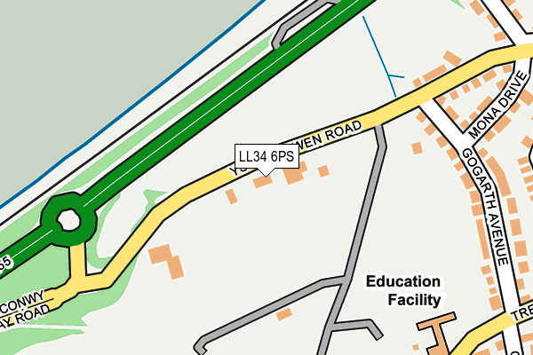 LL34 6PS map - OS OpenMap – Local (Ordnance Survey)
