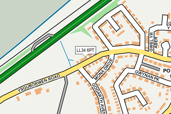 LL34 6PT map - OS OpenMap – Local (Ordnance Survey)
