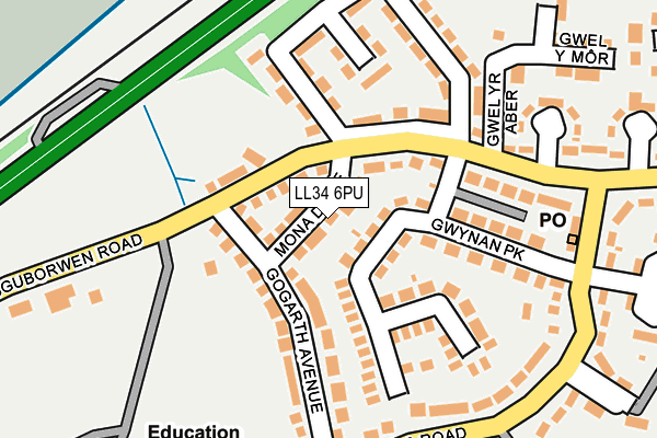 LL34 6PU map - OS OpenMap – Local (Ordnance Survey)