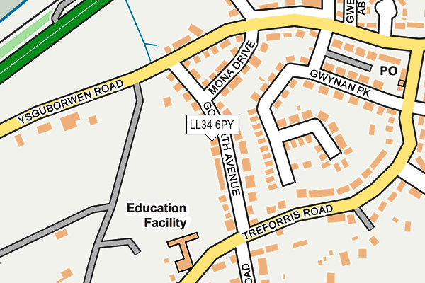 LL34 6PY map - OS OpenMap – Local (Ordnance Survey)