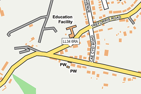LL34 6RA map - OS OpenMap – Local (Ordnance Survey)