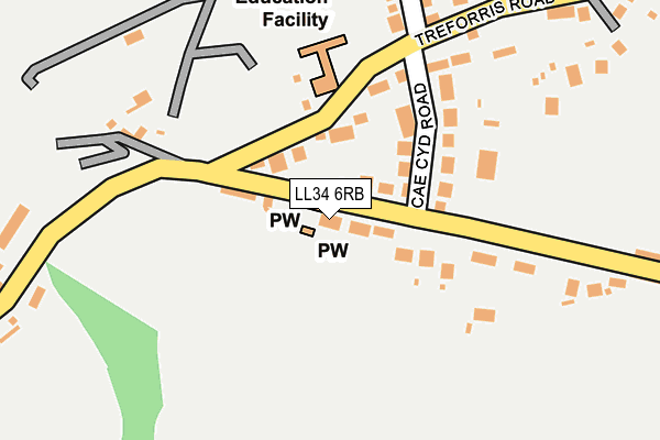 LL34 6RB map - OS OpenMap – Local (Ordnance Survey)