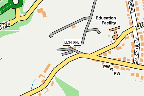 LL34 6RE map - OS OpenMap – Local (Ordnance Survey)