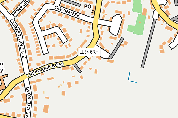 LL34 6RH map - OS OpenMap – Local (Ordnance Survey)