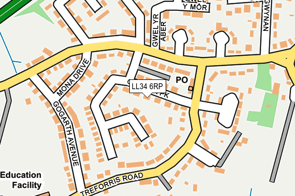LL34 6RP map - OS OpenMap – Local (Ordnance Survey)